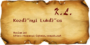 Kozányi Lukács névjegykártya